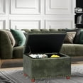 thumbnail image 4 of 24'' Leather Ottoman with Storage Rectangle Foot Rest Ottomans Stool for Living Room(Green,Leather Texture), 4 of 13