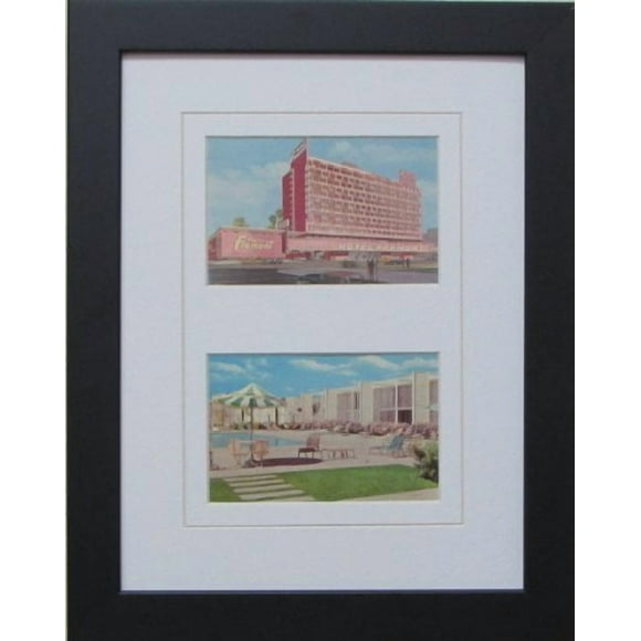 Post Card Frame for Two (2) 3.5" X 5.5" Post Cards Black Frame with White (White Trim) Matting
