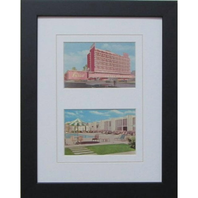 Post Card Frame for Two (2) 3.5" X 5.5" Post Cards Black Frame with White (White Trim) Matting