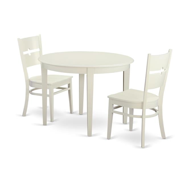 Small Kitchen Table Set Dining Table & 2 Chairs, Linen White 3