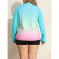 thumbnail image 4 of Charmo Womens Plus Size Long Sleeve Rash Guard Top Zipper Sufing Swim Shirt, 4 of 6