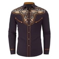 thumbnail image 5 of sususu Boys Western Shirts Long Sleeve Pearl Snap Button Down Cowboy Shirt Toddler Kids Retro Country Tops Outfit Brown 4-5 Years, 5 of 5