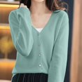 thumbnail image 3 of Women's Fashion Knitted Cardigan Coat Solid Color With Short V Neck Spring And Autumn Casual Sweater Loose Black Long Sleeved Blouse Sweaters for Grandma Dharma Sweatshirt Pullover Sweatshirt Ladies, 3 of 6