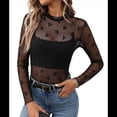 thumbnail image 2 of Blusa de de Larga para Mujer con Cuello Alto Transparente Negro S, 2 of 10