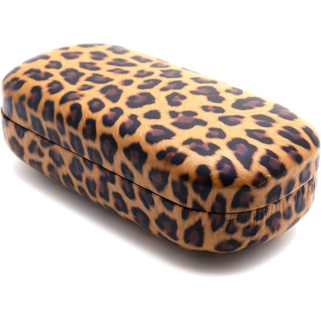 Funda protectora dura o semidura para anteojos y gafas de sol con paño de limpieza de microfibra. Elige tu talla A (leopardo rosa de tamaño mediano, 6.25 x 3.25 x 1.85 pulgadas).