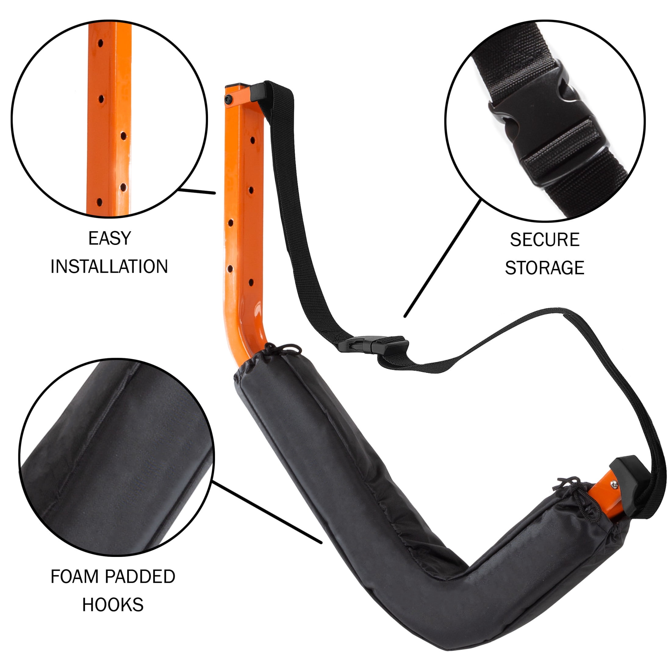 Rad Sportz Set of 2 Wall-Mount Kayak Storage Hooks with 125lb Capacity