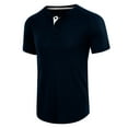 thumbnail image 4 of Lu's Chic Men's Short Sleeve Henley Solid Waffle Knit Tees Casual Summer Lightweight Quick Dry Gym Sport Muscle Shirt Slim Fit Crew Neck T-Shirt Navy Blue Large, 4 of 5
