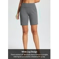 thumbnail image 4 of BALEAF 8" Bermuda Long Shorts for Women Cotton Athletic Sweat Tummy Control Casual Lounge Summer Gray L, 4 of 7