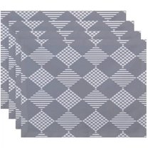 Simply Daisy 18" x 14" Check It Twice Geometric Print Placemats, Set of 4
