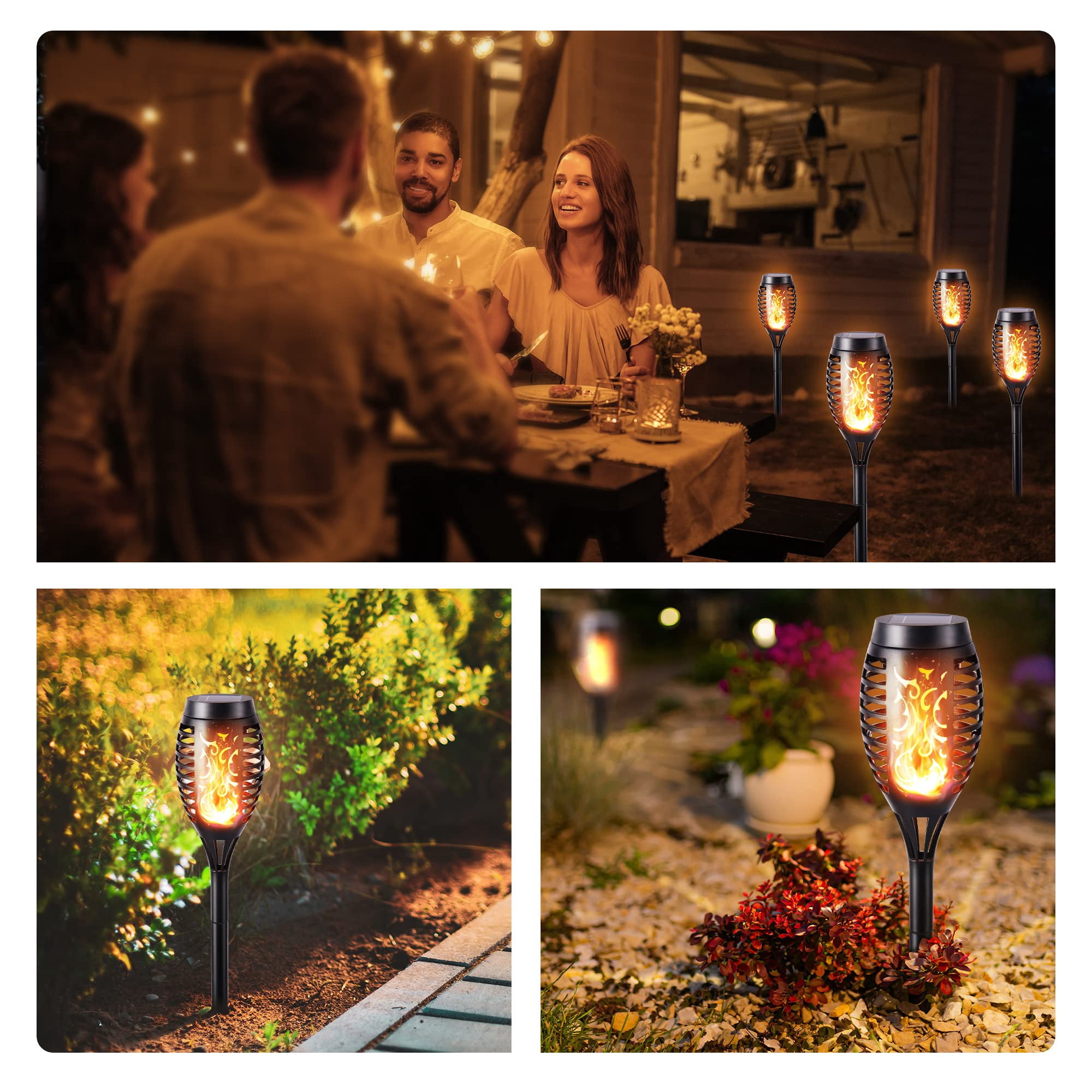 Solar Torch Light with Flickering Flame, 8 Pack Solar Lights Outdoor, Waterproof Outdoor Lights for Yard Garden, Luces Solares para Exteriores, Torches Lighting for Outside Patio Decorations
