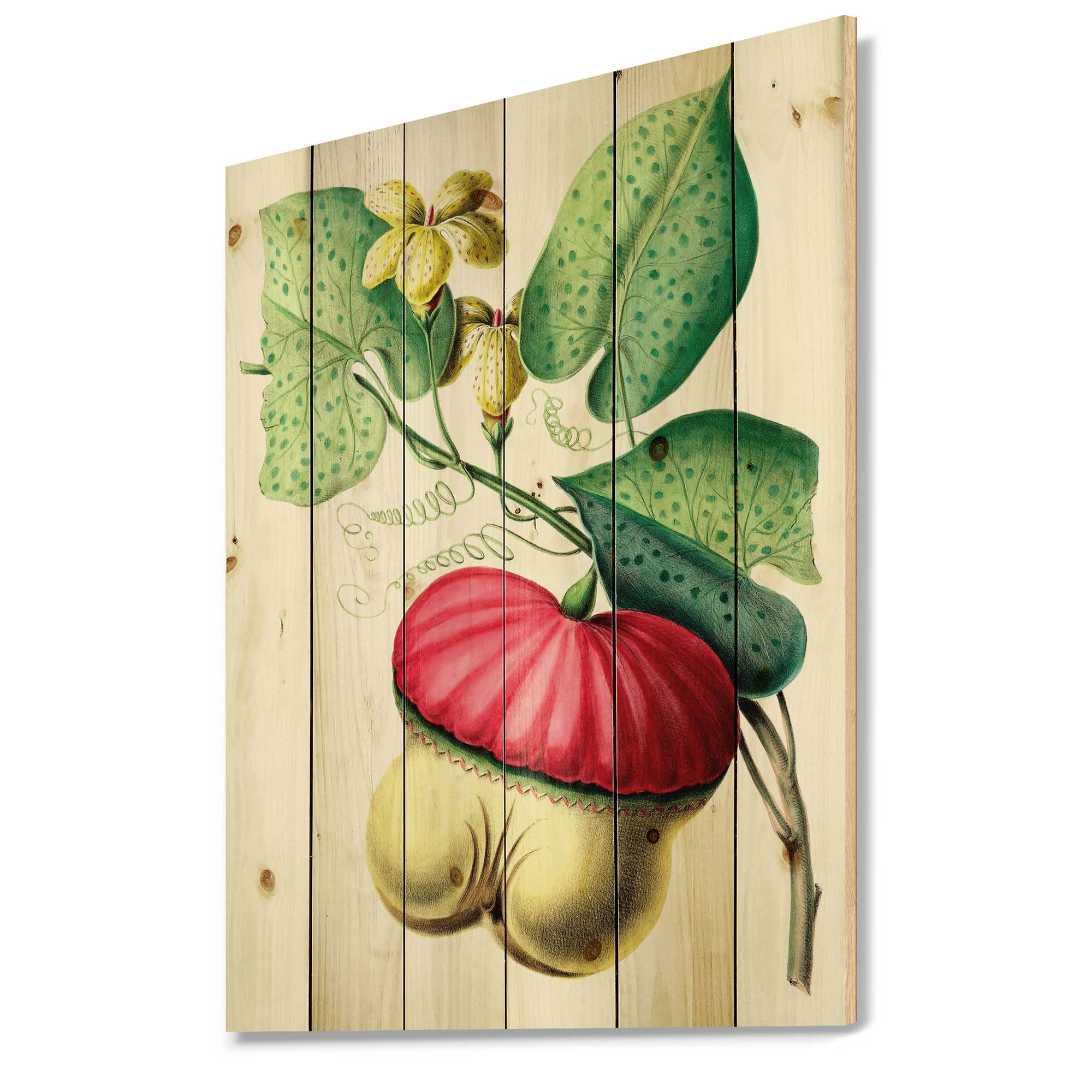 Designart 'American Vintage Flowers I' Traditional Print on Natural Pine Wood
