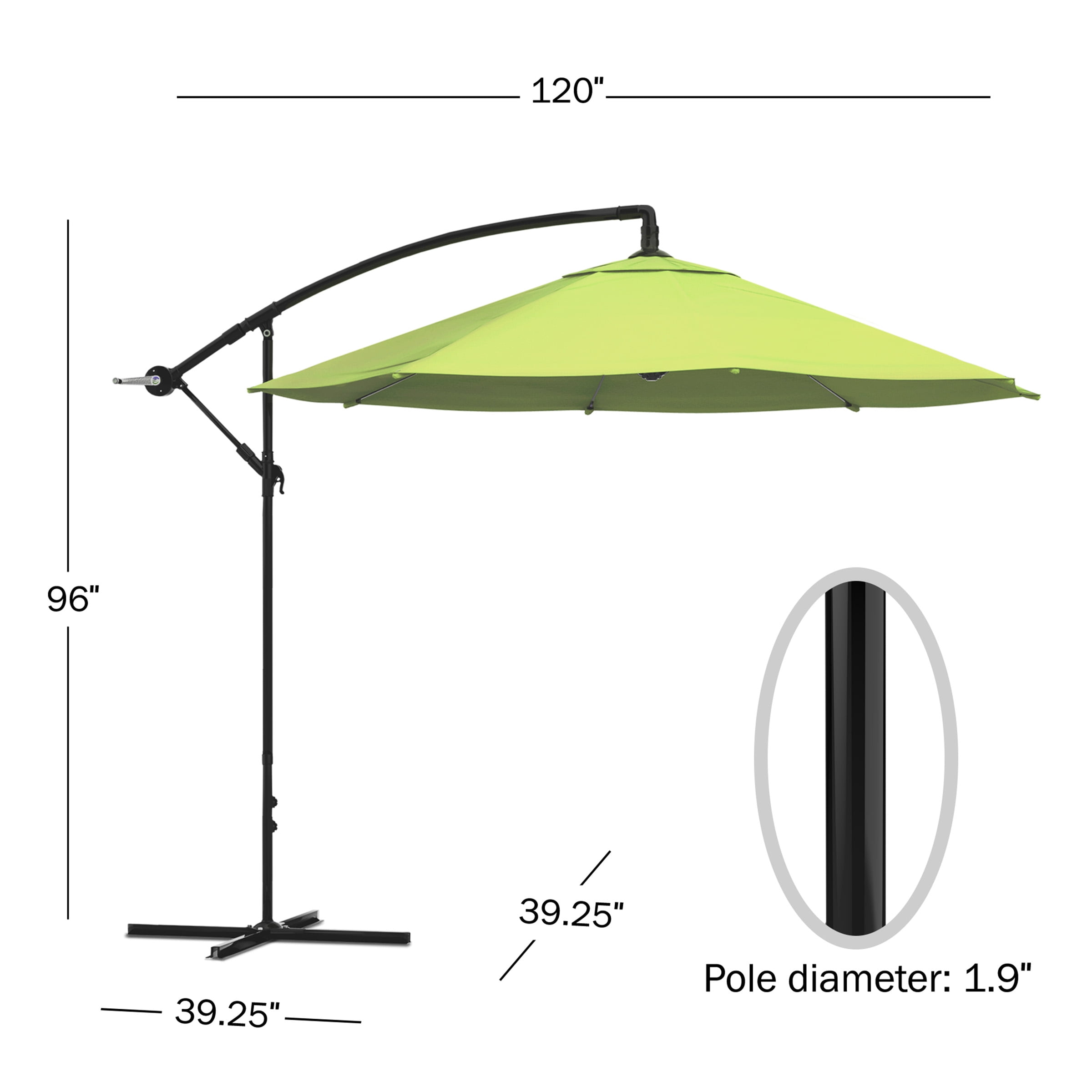 Pure Garden 10-Foot Offset Patio Umbrella with Crank and Base (Lime Green)