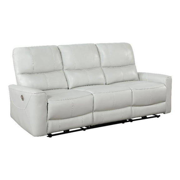 Lima Power Recliner Sofa- Ivory Faux Leather- USB Port- Cushions- 83 Inch