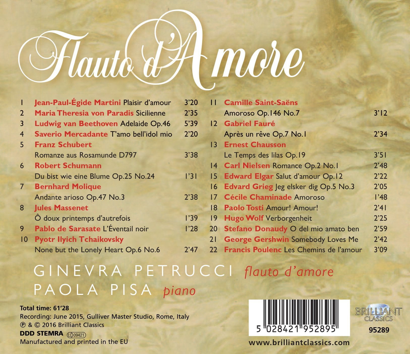 Beethoven,L.V. / Petrucci,Ginevra / Pisa,Paola - Flauto D'amore - Music & Performance - CD