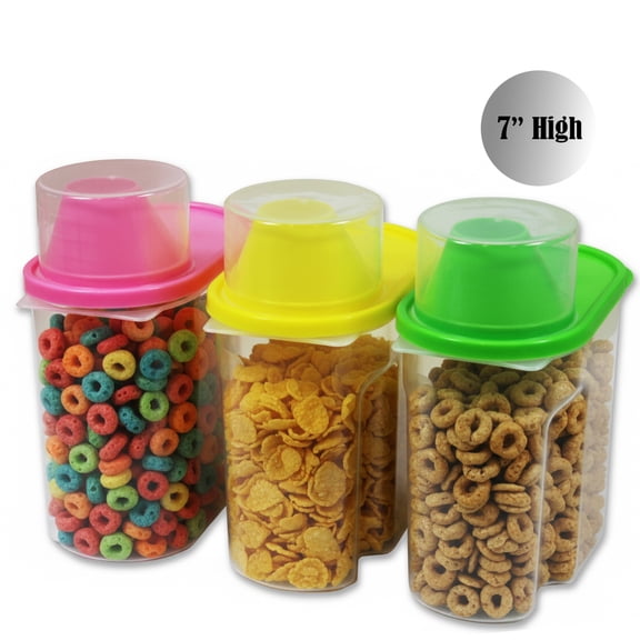 Small BPA-Free Food Storage Containers with Lid - Perfect for Storing Flour, Sugar, Grains, Rice, Cereals, and Baking Supplies for Better Kitchen Organization - Set of 3 in Green, Pink, and Yellow