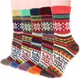 thumbnail image 1 of Calcetines gruesos de lana suave para mujer, medias gruesas y cálidas de estilo Retro Harajuku, informales, para la nieve, 5 pares, 1 of 4