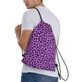 Drawstring Backpack purple lilac leopard cool Splash Proof Small