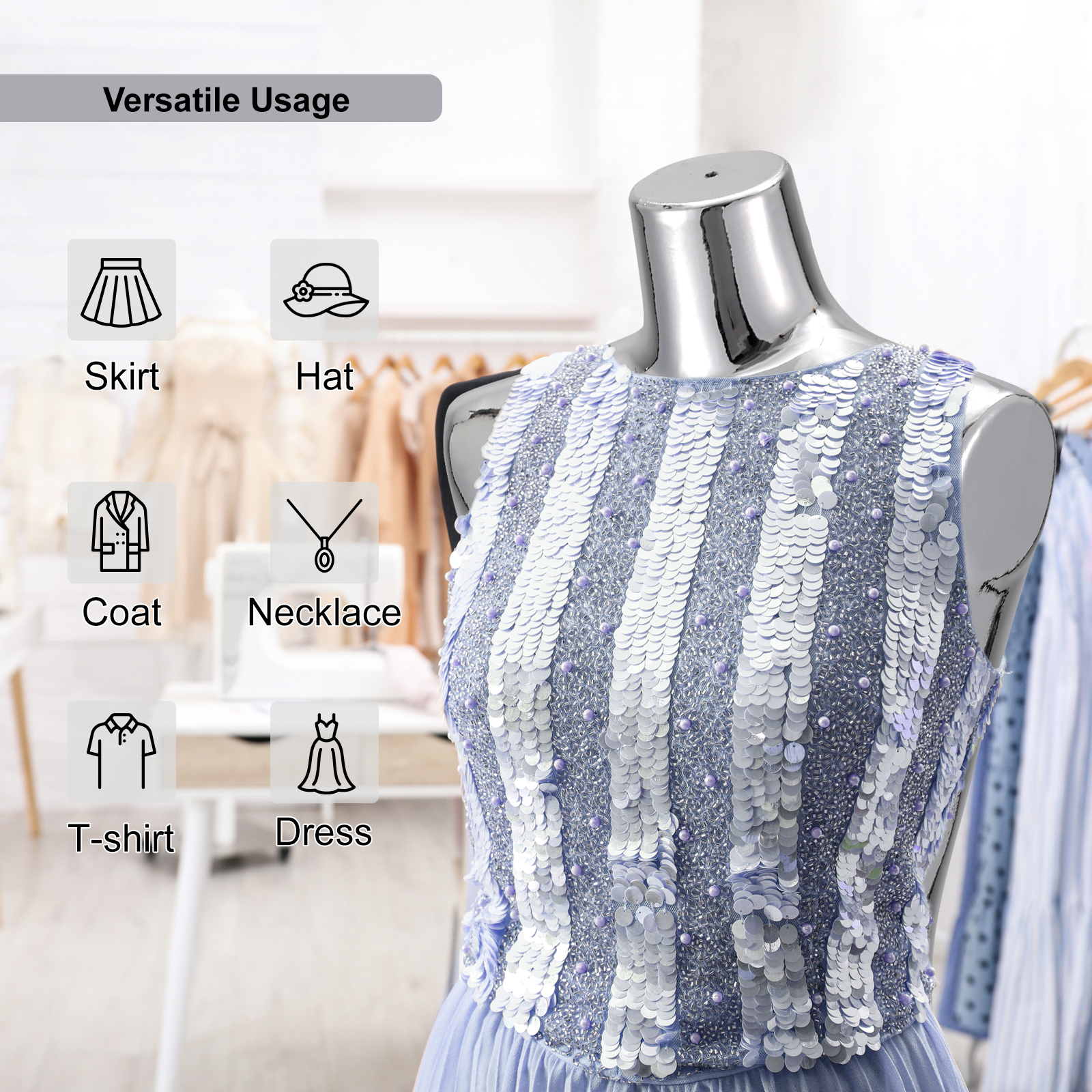 Female Mannequin Dress Form Torso - Manikin Body with Metal Stand Height Adjustable, Display Mannequin Body for Sewing Clothes (40-75Inch, Silver)