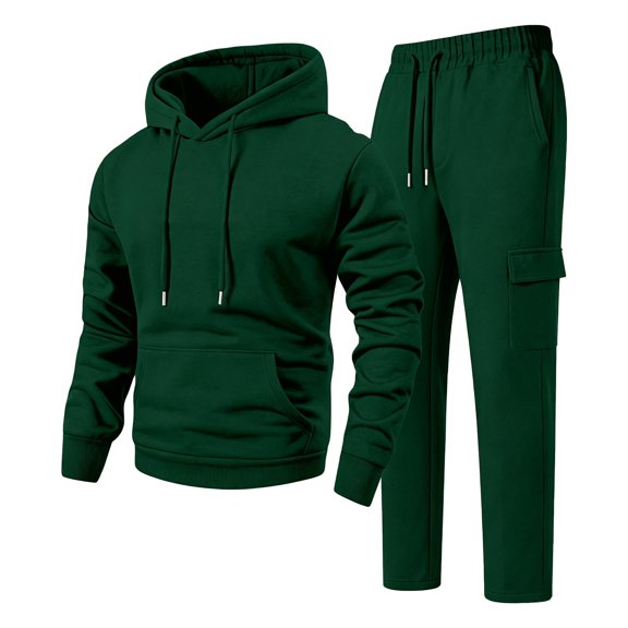 CONFREE Mens Tracksuit 2 Peice Athletic Sweat Suit for Men Solid Hoodies Joggers Outfits Cozy Fall Winter Sweatsuits Set