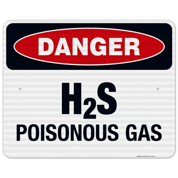 Danger H2S Poisonous Gas Sign, OSHA Danger Sign, 24x30 Reflective Aluminum EGP