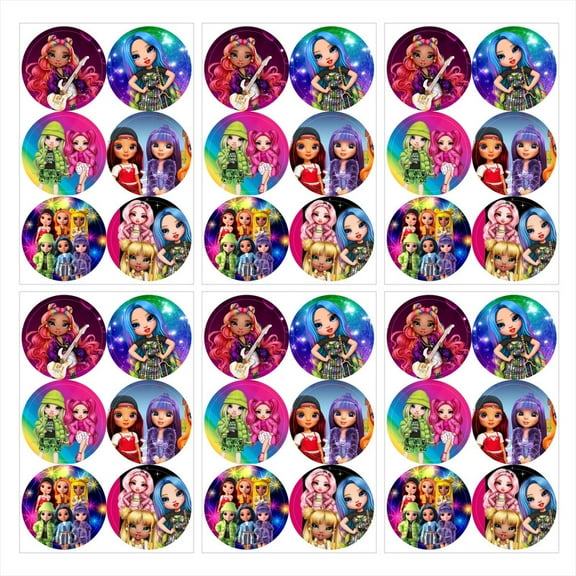 Rainbow High Dolls Stickers Labels Birthday Party Favors Thank You Themed Round Circle Baby Shower 60pcs