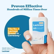 Lactrase Tablet Dispenser – #1 Lactase Brand in German Pharmacies – Strong 6,000 FCC Lactase Units – 60 Fast-Acting Pills for Lactose Intolerance – Enjoy Dairy Again