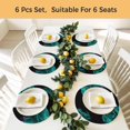 thumbnail image 5 of Teal Blue Rose Round 13 Inch Placemats Set of 8, Vintage Abstract Garden Flower Floral Black HeatResistant Non Slip Place Mats for Dining Table, Wipeable Braided Kitchen Table Mats for Housewarming, 5 of 9