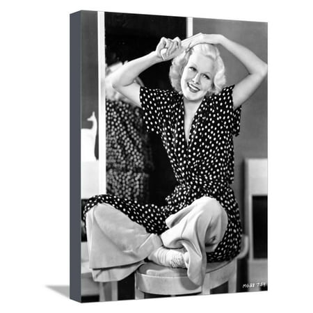Harlow Canvas Print - Jean Harlow Seated in Black Polka Dot Dress Stretched Canvas Print Wall Art By Movie Star News