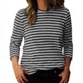 thumbnail image 3 of hoksml Women's Striped Crew Neck Long Sleeve T Shirt Casual Loose Fit Tops for Everyday Wear, 3 of 6