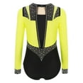 thumbnail image 3 of iixpin Kids Girls Rhinestones Gymnastics Leotard Long Sleeve Figure Skating Bodysuit Lyrical Dancewear Fluorescent Yellow 10, 3 of 7