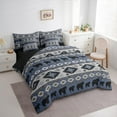 thumbnail image 4 of Homewish Boho Tribal Aztec 7pcs Bedding Comforter Set,Jungle Animal Bear Queen Bedding Sets,Blue Gray Queen Sheet Sets For Men Women,Super Cozy Room Decor Reversible, 4 of 9