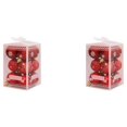 thumbnail image 4 of Matsuzay Paquete de 12 bolas de Navidad decoración del árbol vacaciones interior exterior adornos ventana plástico reutilizable decoración Rojo 2Conjunto, 4 of 6