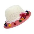 thumbnail image 4 of Kids Straw Hat Flower Tassel Straw Hat Breathable Summer Sun Hat, 4 of 5