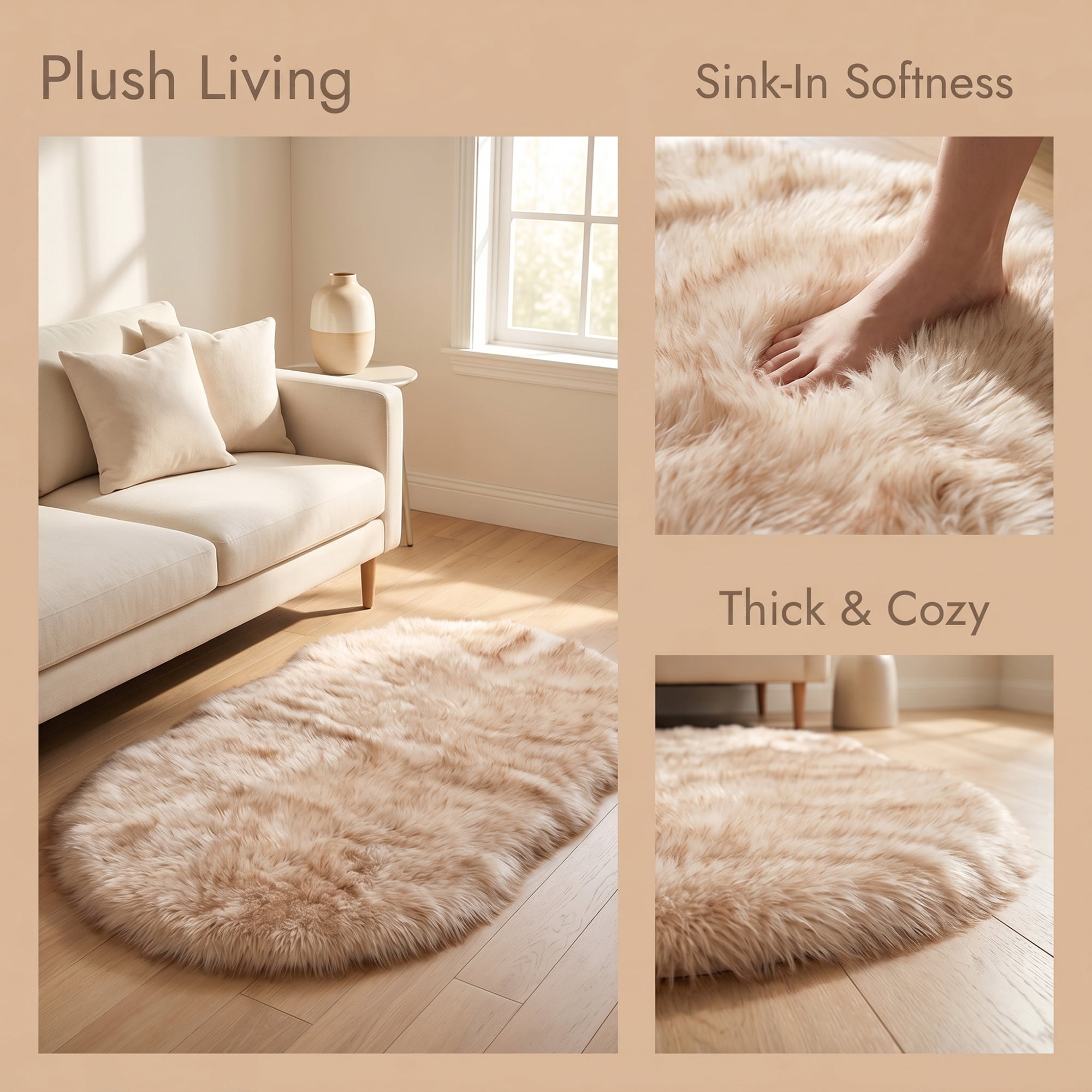 Unique Bargains Shaggy Area Rug Ultra Fluffy Non-Slip Fuzzy Carpet 32" x 20" White Yellow