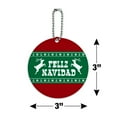 thumbnail image 6 of Feliz Navidad with Deer Merry Christmas Round Luggage ID Tag Card Suitcase Carry-On, 6 of 7