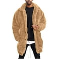 thumbnail image 2 of Miluxas Men's Long Sleeve Fluffy Faux Fur Winter Warm Overcoat, Long Thicken Soft Jacket Outerwear Fashion Long Trench Coat Khaki 10(XL), 2 of 6