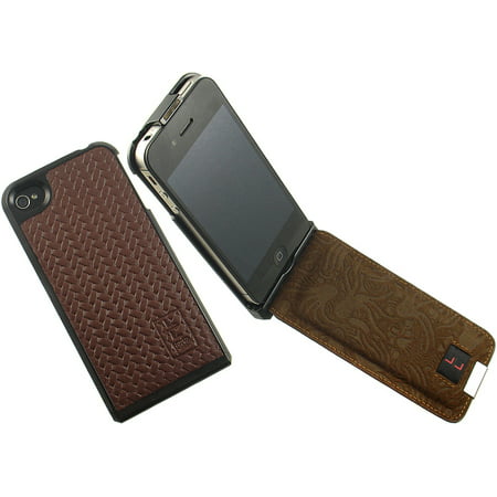 NEW LIMITED LUXURY BROWN LEATHER FLIP CASE HARD SHELL FOR APPLE iPHONE 4S (Best Leather Case For Iphone 4s)