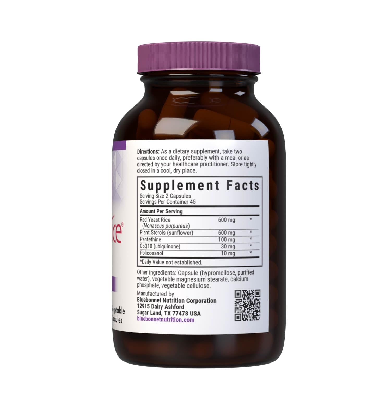 Bluebonnet CholesteRice, Red Yeast Rice Plant Sterols Pantethine CoQ10 Policosanol 90 Caps