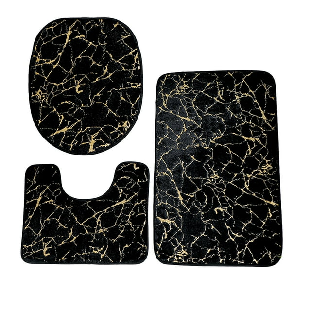 Shower Mat Non Slip,Small Rabbit Hair 3 Piece Bathroom Mat Set, Non Slip Toilet Cover and Absorbent Comfort Mat