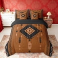 thumbnail image 2 of Erosebridal Brown Black Aztec Bedding Comforter Set, Bohemian Exotic Style Full Bedding Set, Black Reversible 7 Pieces, 2 of 6