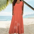 thumbnail image 2 of CHOK Robe en Lin Sans Manches Grande Taille pour Femmes Été Col Fluide Robe Longue de Plage Poches Robe Maxi Décontractée (3TG Bleu Ciel), 2 of 7
