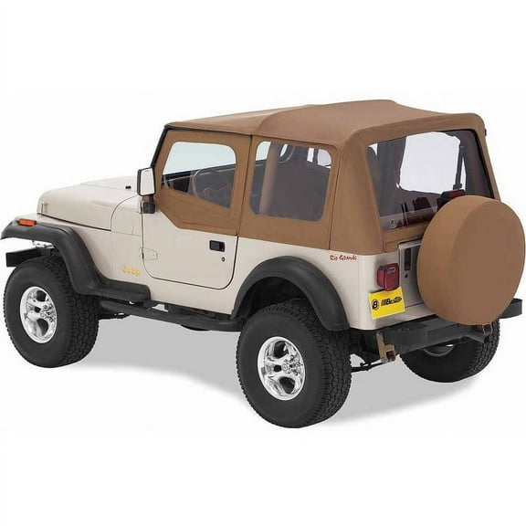 Bestop 51121-37 Jeep Wrangler Replace-A-Top Fabric Top with Half-Door Skins with Clear Windows, Spice