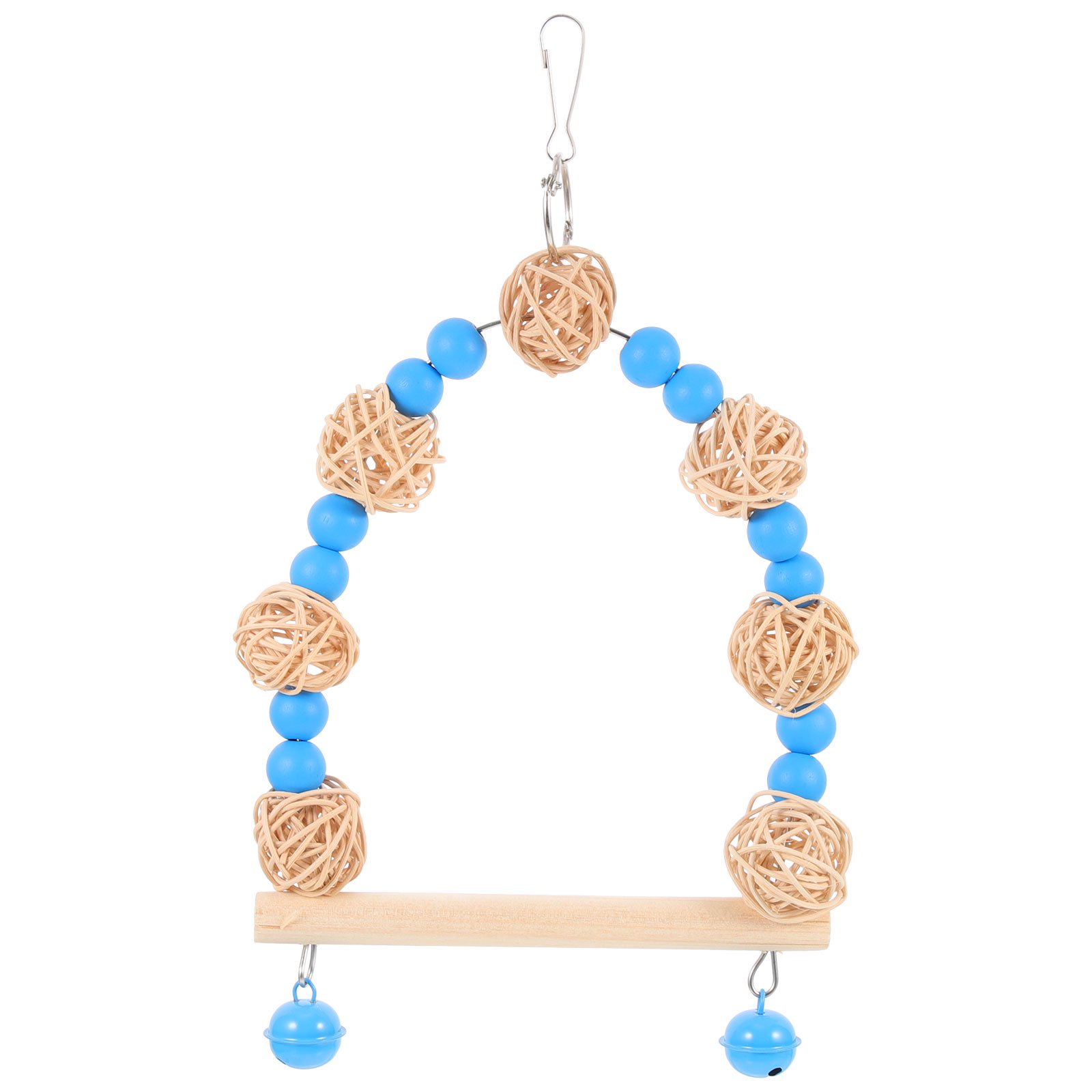 HONMEET Blue Hanging Bird Swing with Detachable Rings for Parrots Parakeets and Cockatiels