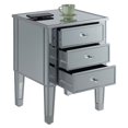 thumbnail image 3 of Gold Coast 3 Drawer Mirrored Glass End Table in Antique Silver Finish, 3 of 3