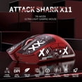 thumbnail image 3 of ATTACK SHARK X11 Wireless Gaming Mouse with RGB Magnetic Charging Dock, PixArt PAW3311 Sensor, Ultralight 59g Tri-Mode Gaming Mouse with Tape, Wired/2.4G/BT, 22K DPI for PC/Mac-Red&Tape, 3 of 10