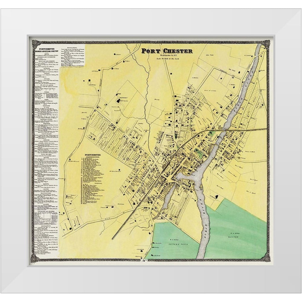 Beers 16x15 White Modern Wood Framed Museum Art Print Titled - Port Chester New York Landowner - Beers 1868