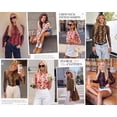 thumbnail image 5 of PRETTYGARDEN Womens Long Sleeve Shirts Floral Y2K Tops Soft Lightweight Ribbed Knit Top,Fitted Waist,Crew Neck Slim Fit,Going Out Vacation Outfits,Layering Fall Winter Clothes, 5 of 9