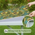 thumbnail image 6 of Blue Sunflower Vine Leaf Pattern Square Fitted Tablecloth with Elastic Edge,Square Table Cover,Washable Elastic Table Cover for Home Kitchen Party Decor 34"x34", 6 of 6