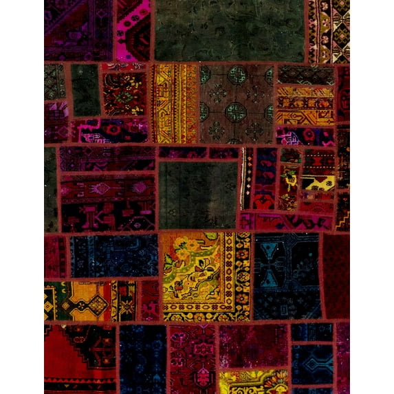 Ahgly Company Indoor Rectangle Abstract Bakers Brown Patchwork Area Rugs, 6' x 9'