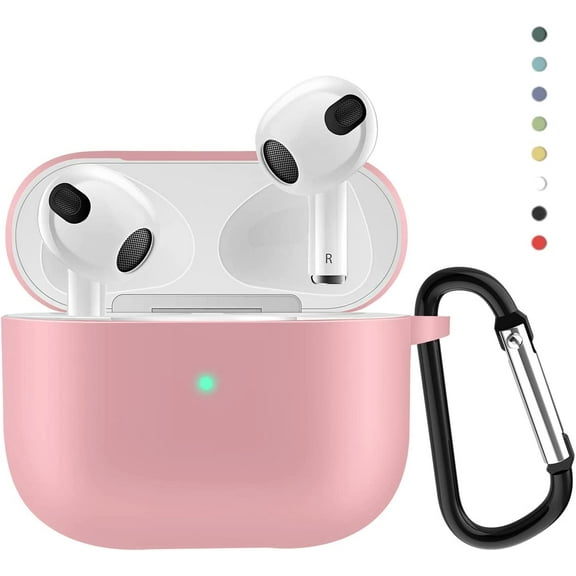 Compatible with AirPods 3 (2021) Case Cover Silicone Protective Case Skin, Front LED Visible Case for AirPods 3 Generation, Designed for Airpods Gen 3 (Pink)